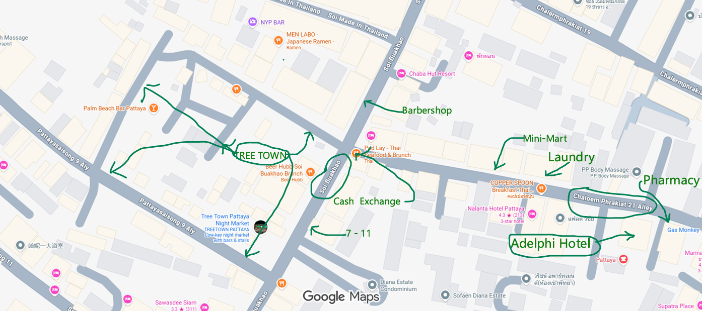 Adelphi Hotel Location Showing Nearby Conveniences