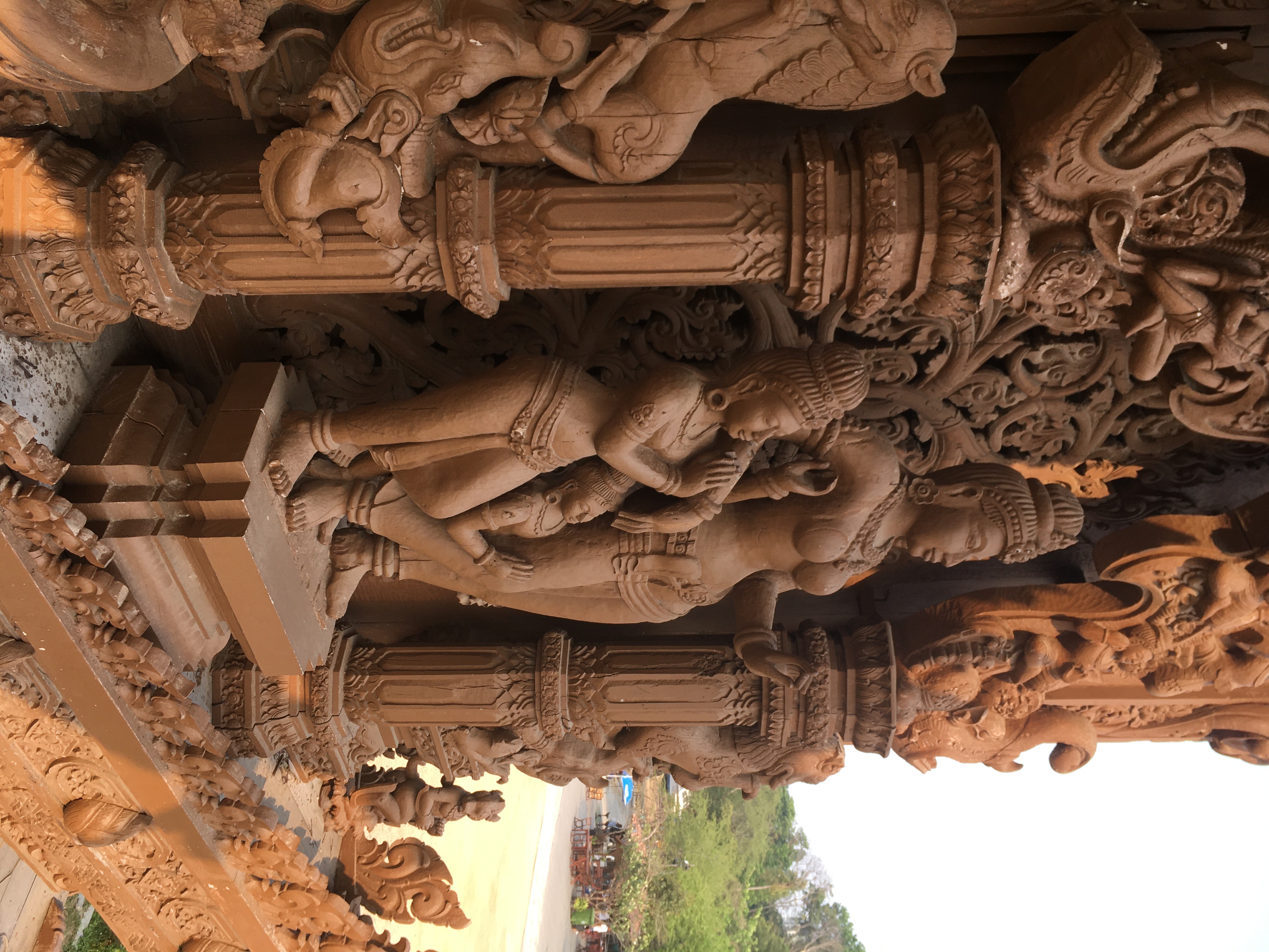 Pattaya Sanctuary of Truth intricate outdoor carving